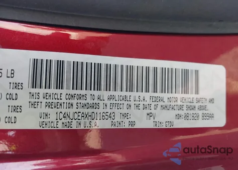 2017 Jeep Compass Latitude Fwd из США, поврежденный, VIN 1C4NJCEAXHD116543